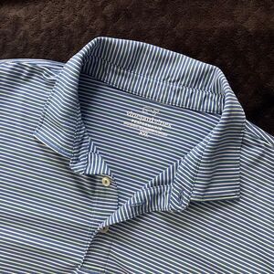 Vineyard Vines Polo Striped Shirt Men 2XL Blue Performance Stretch Golf Classic